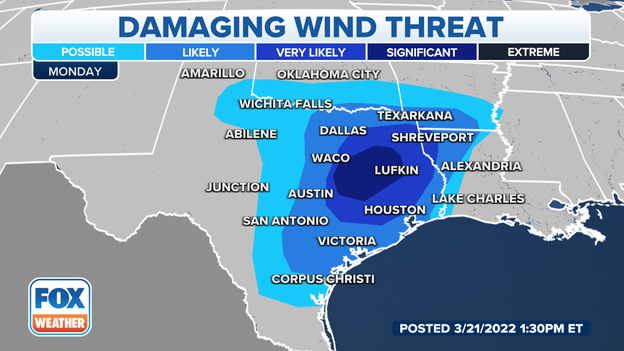 Damaging wind very likely across Houston, Austin and Dallas