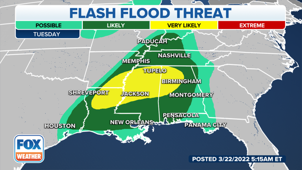 Here's where the flash flooding risk will be highest on Tuesday