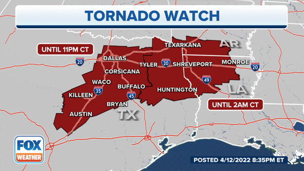 Tornado Watch issued for parts of South until 2 a.m. CDT