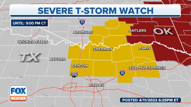 Severe Thunderstorm Watch issued for Texas, Oklahoma