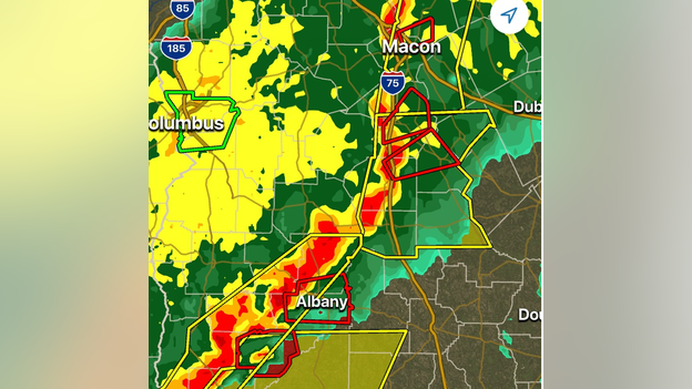 FOX Weather 3D Radar tracking line of tornado-warned storms