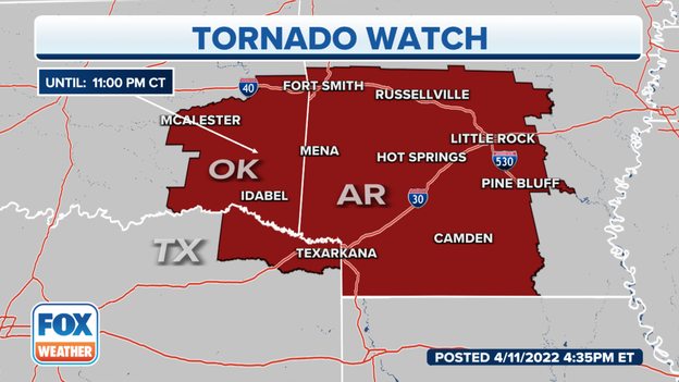 Tornado Watch issued until 11 p.m. CT
