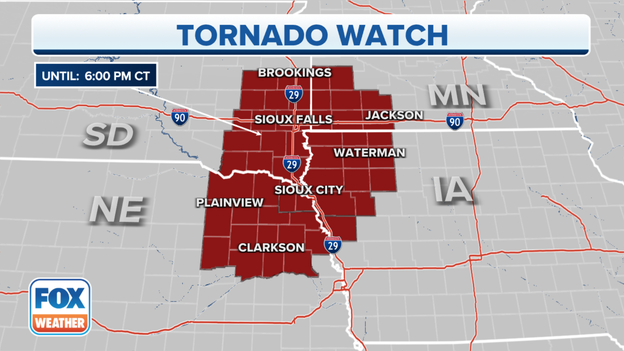 Tornado Watch underway in Nebraska, South Dakota, Minnesota and Iowa