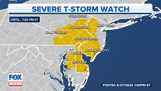 Philadelphia included in new Severe Thunderstorm Watch