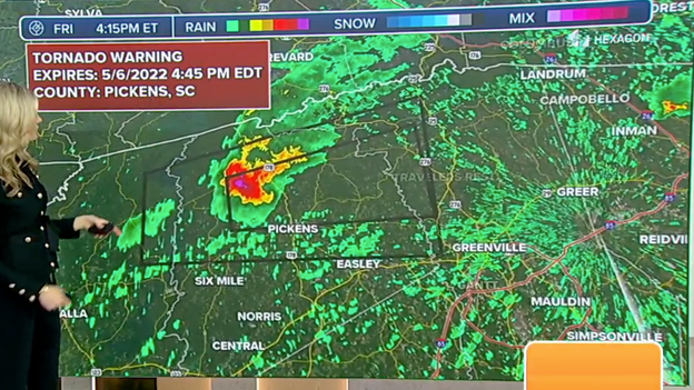 Pickens County, South Carolina under Tornado Warning