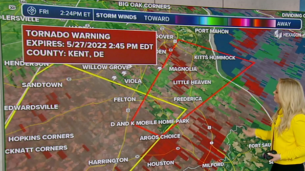 Tornado Warning in place for Kent County, Delaware