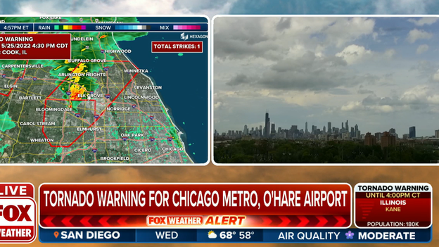 At least one funnel cloud spotted west of Chicago