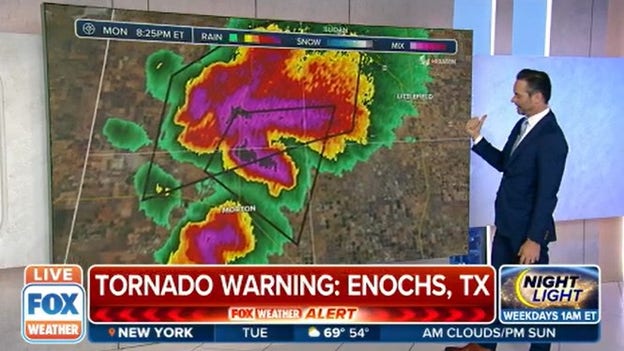 'A confirmed and extremely dangerous tornado' near Enochs, Texas
