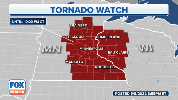 Tornado Watch in effect for Minnesota and Wisconsin