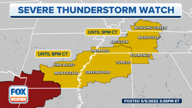 Severe Thunderstorm Watch issued for parts of Mid-South