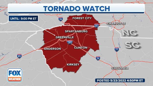 Tornado Watch continues until 9 p.m.