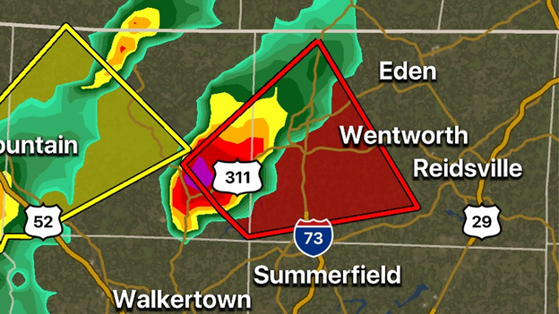 Supercell moving through northern North Carolina