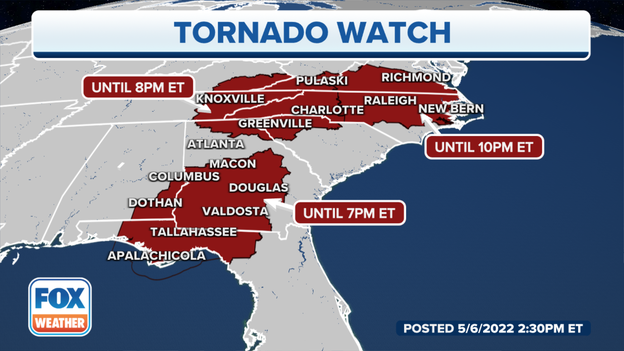 Tornado Watch issued for parts of North Carolina, Virginia, West Virginia