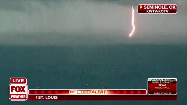 Tornado and lightning spotted from helicopter in Oklahoma