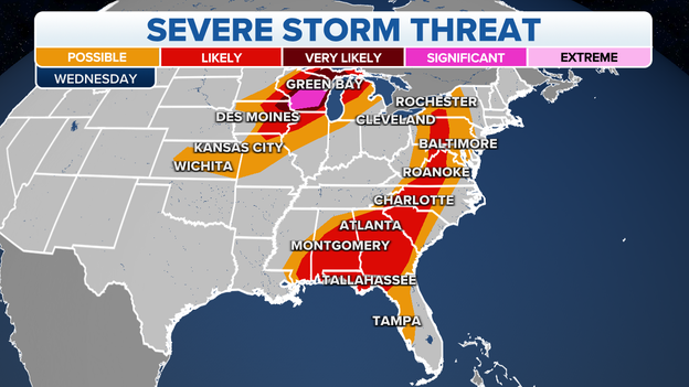 Severe thunderstorms threatens Midwest, upper Great Lakes