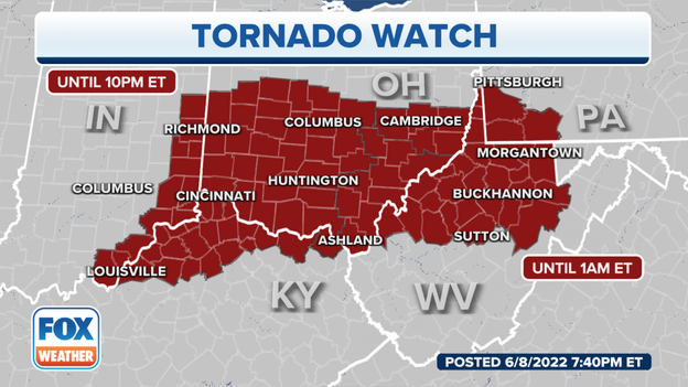 Tornado Watch issue for parts of OH, PA and WV