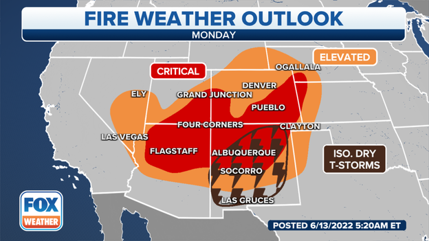 Here's a look at where fire weather conditions are 'critical'