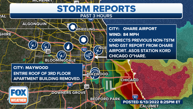 Chicago-area apartment roof blown off