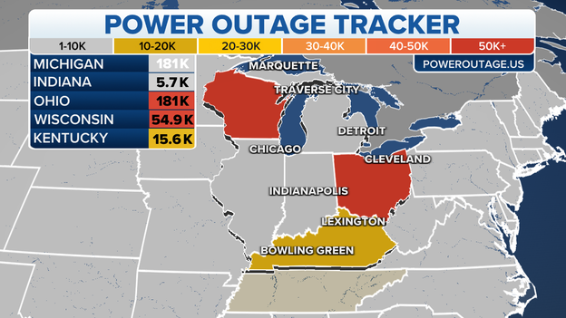 Strong storms knocked out power to almost 300,000