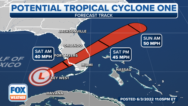 Updated forecast cone for tropical disturbance