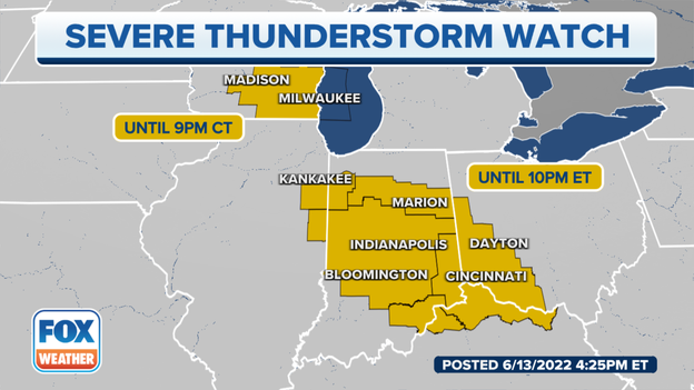 Severe Thunderstorm Watches in effect through this evening