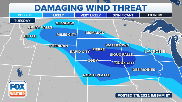 Developing derecho packing powerful winds