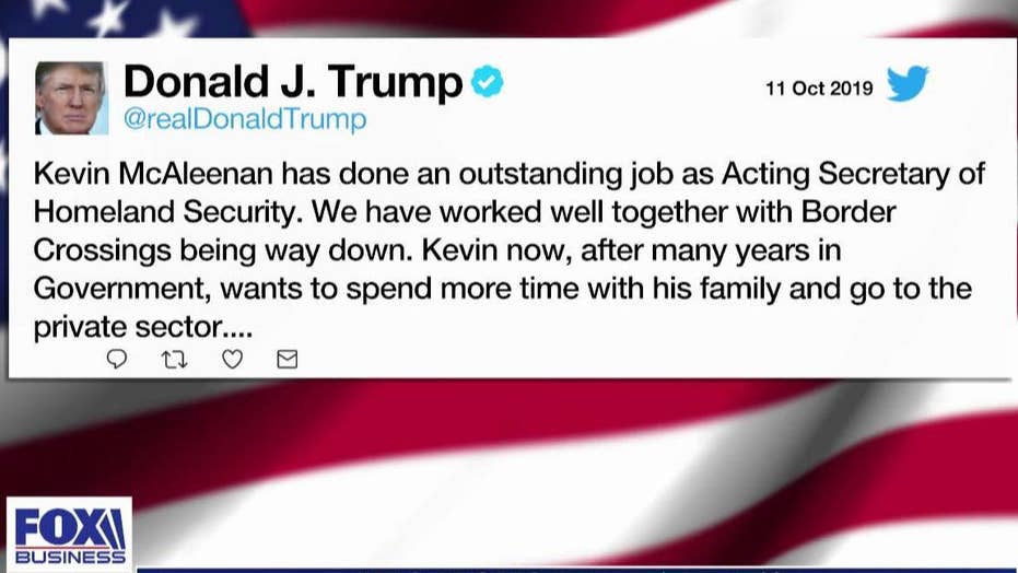 Image result for Trump announces via Twitter that acting Homeland Security Secretary Kevin McAleenan is stepping down after six months 'to spend more time with his family'