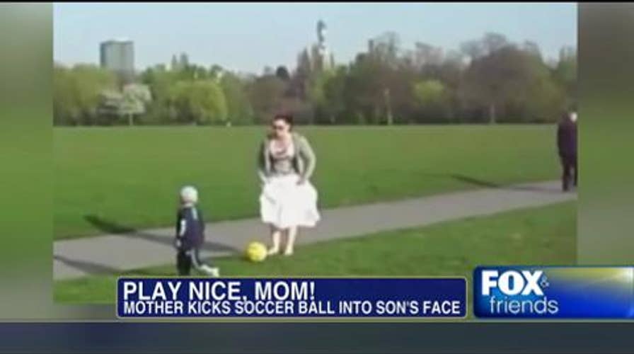 Funny Video: Mom Kicks Soccer Ball Too Hard ... at Son's Face