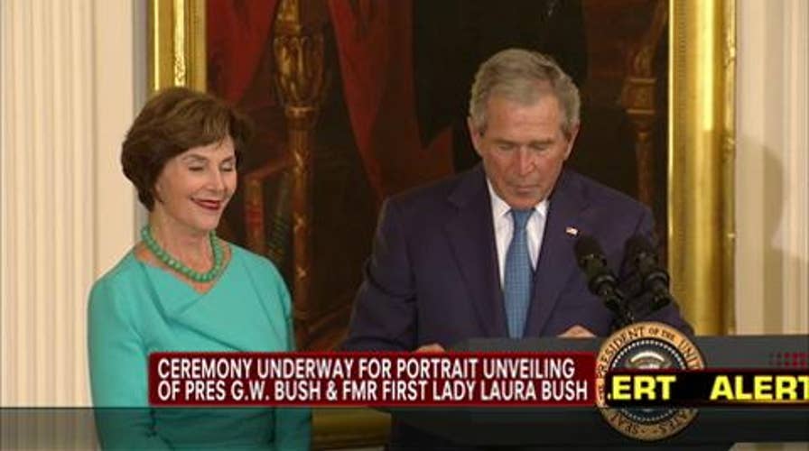 Moving Ceremony: President George W. Bush and Former First Lady Laura Bush Speak at Portrait Unveiling at the White House