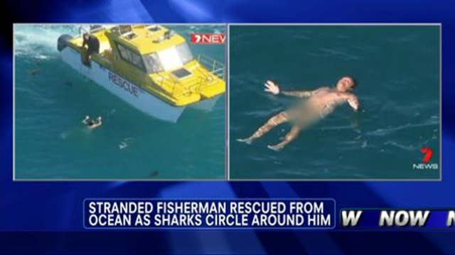 Caught On Tape Naked Fisherman Rescued As Sharks Circle Around Him Latest News Videos Fox News