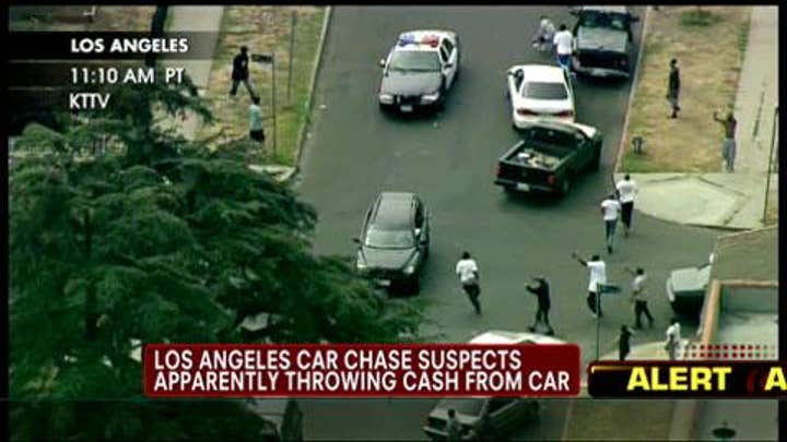Los Angeles Car Chase Suspects Throw Cash Out of Vehicle During High-Speed Police Pursuit