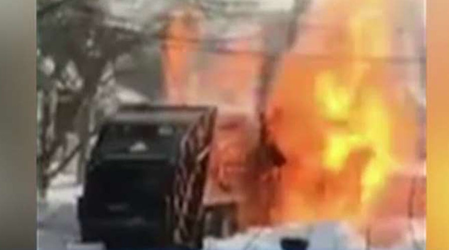 Garbage truck explodes, bursts into flames