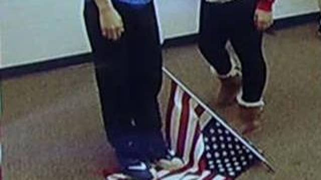 Student caught stomping on the American flag