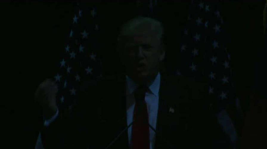 Lights out! Protesters pull the plug at Trump rally