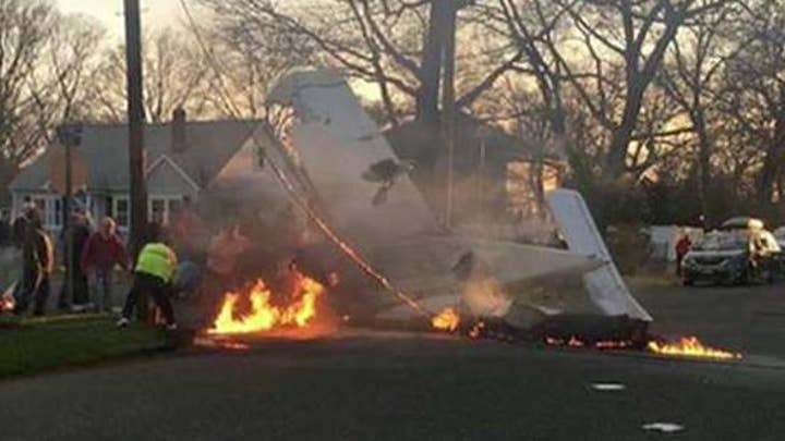 Small plane crashes on Long Island street