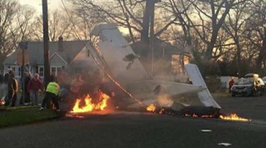 Small plane crashes on Long Island street