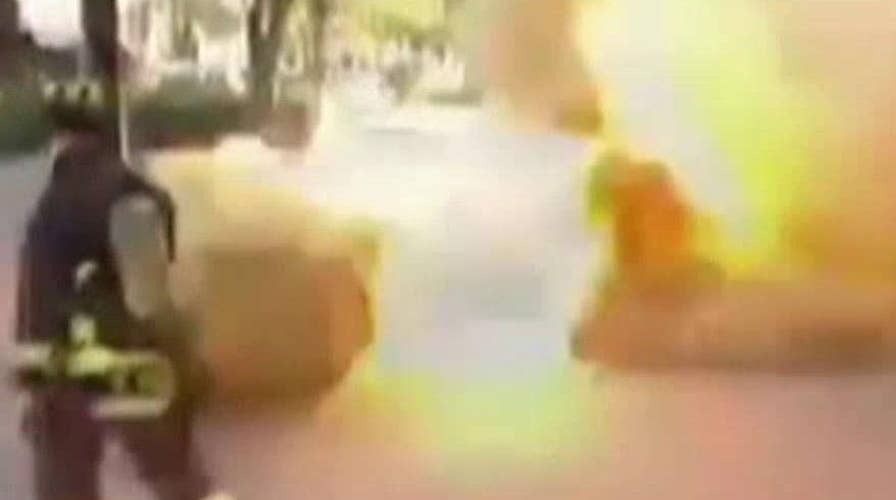 Power transformer explodes under Florida street