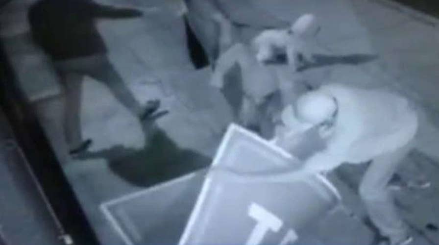 Video: Trump supporter's sign destroyed by vandals