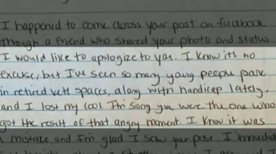 Person who wrote veteran nasty note apologizes 