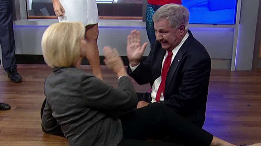 Stronger together: Clinton crunches and Kaine kicks