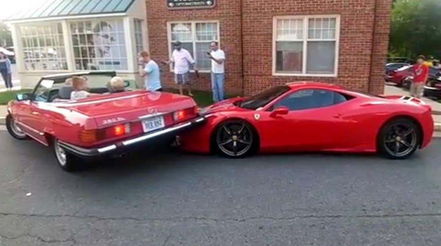 Ferrari crushed by Mercedes in epically bad parking job