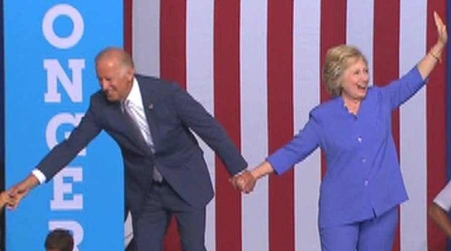 VP Biden makes debut campaign appearance with Clinton