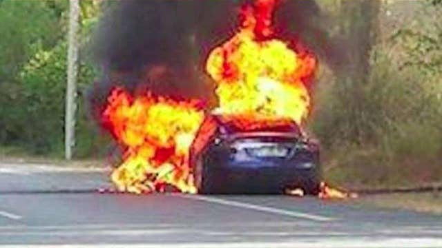 Tesla bursts into flames during test drive
