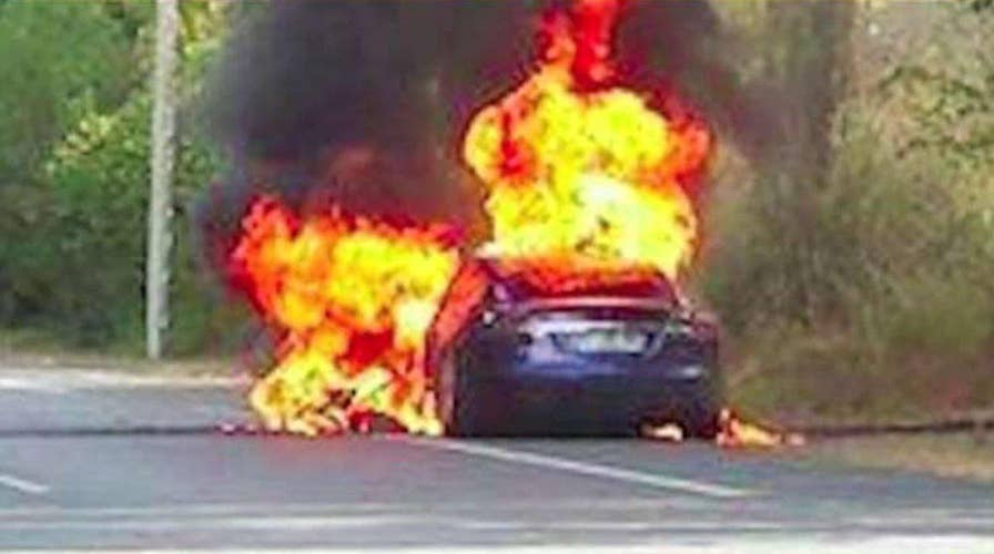 Tesla bursts into flames during test drive