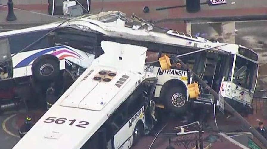 Commuter buses collide in Newark, New Jersey