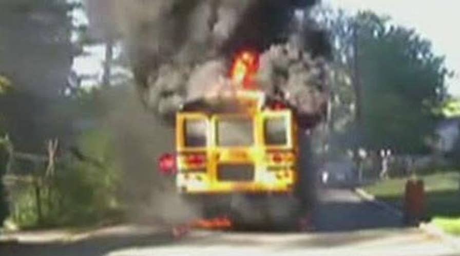 20 students safely evacuated from burning school bus
