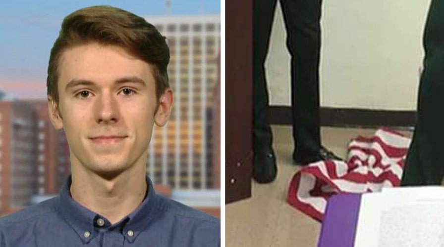 Student speaks out after teacher stomps on US flag