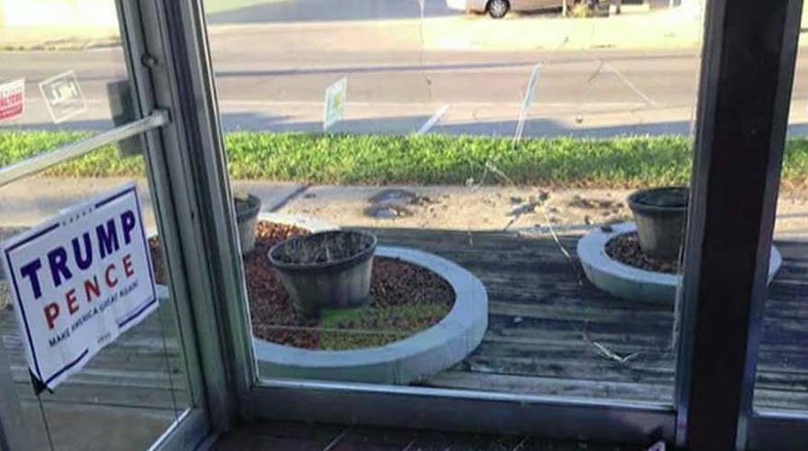Two bricks thrown through windows at Indiana GOP office