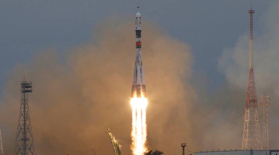 Soyuz rocket blasts off for space station