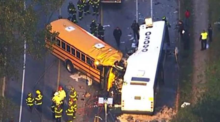 School bus collides with commuter bus in head-on crash